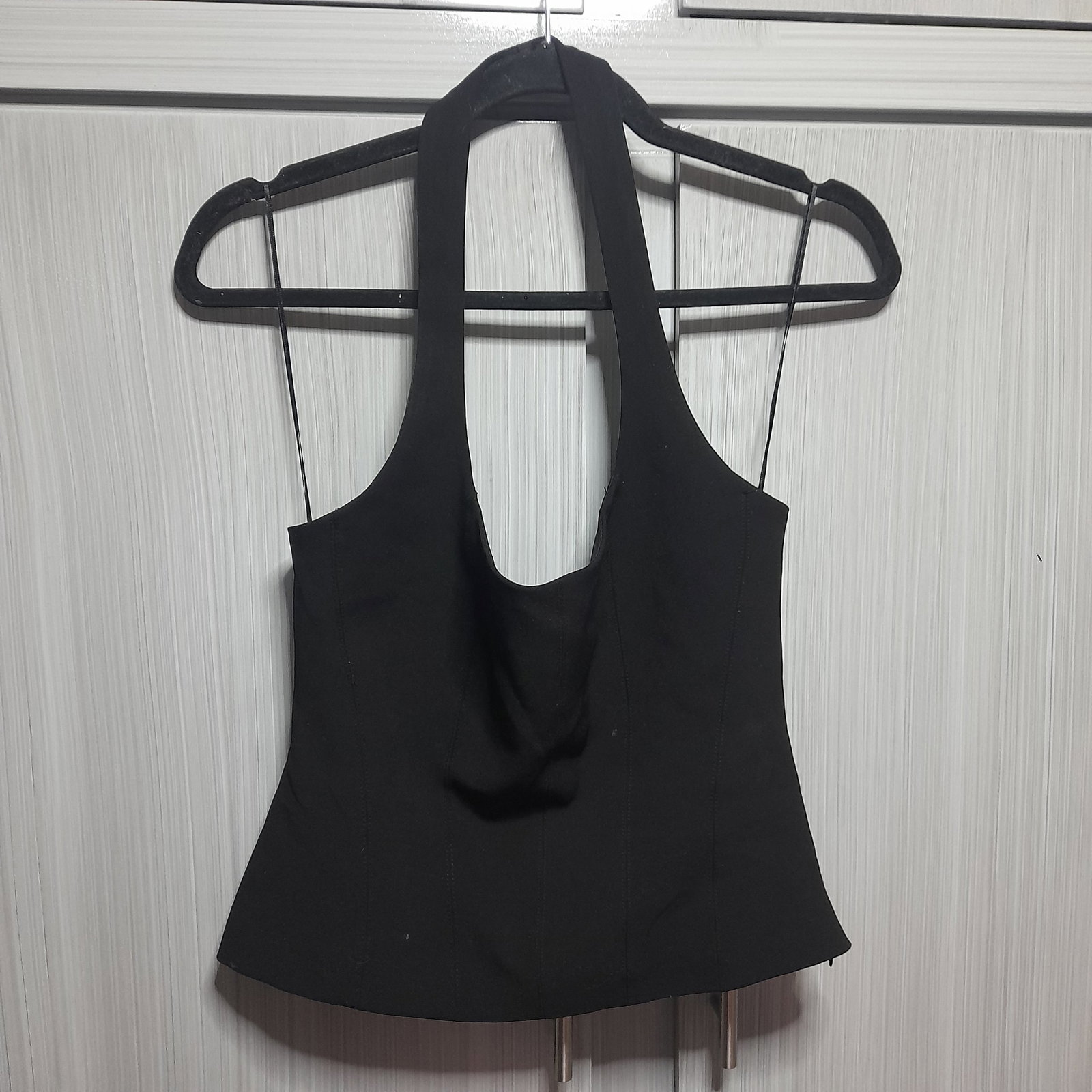 Blusa Negra Cuello Halter Zara Talla S