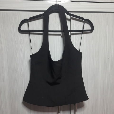 Blusa Negra Cuello Halter Zara Talla S