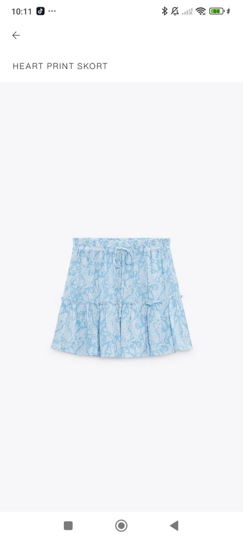 Falda estampada azul Zara
