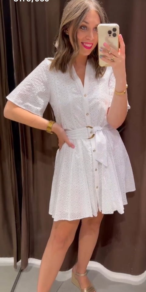 Vestido blanco de algodón ZARA