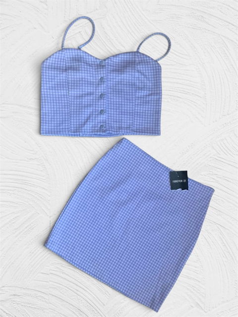 Conjunto vichy lila-azulado Forever 21 | Talla S | Nuevo con etiqueta
