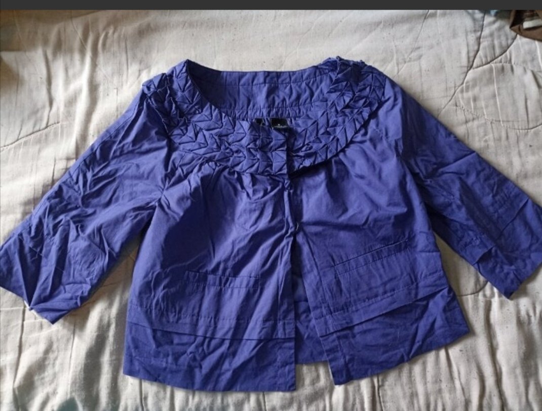 Bolero Azul Violeta con Drapeado y Forro - Talla S