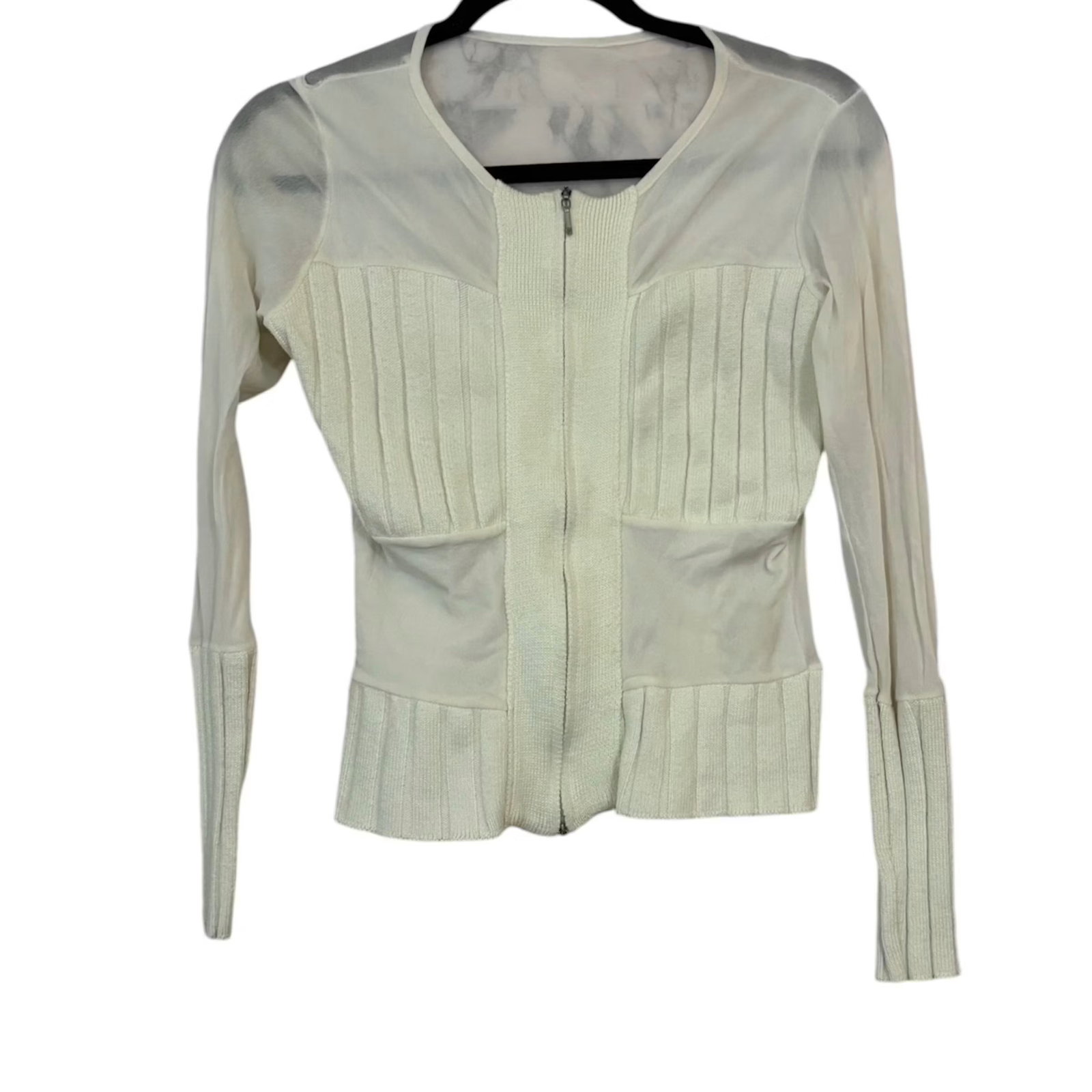 Cardigan de Tela Transparente Tipo Mesh