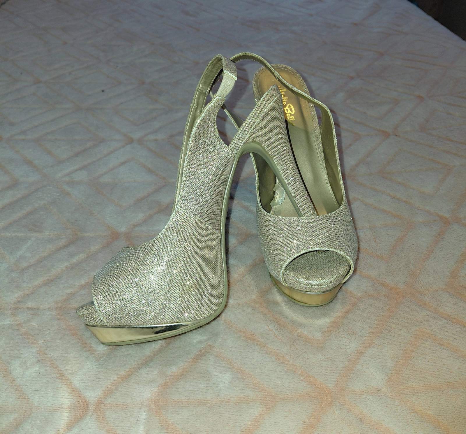 Zapatillas Stiletto Glitter Rosa Gold Talla 4 MX (7 US) - Like New