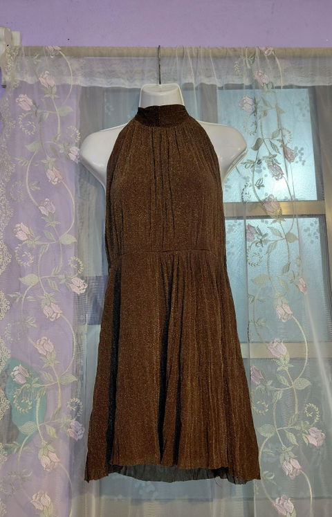Vestido Corto Bronce Metálico Talla M