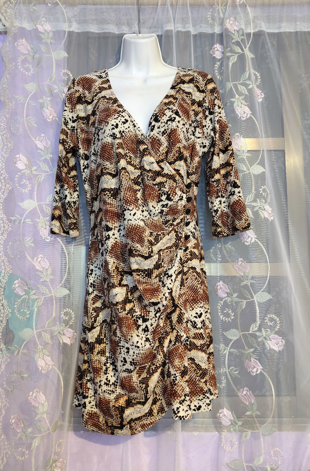 Vestido Draperado Animal Print Talla 12