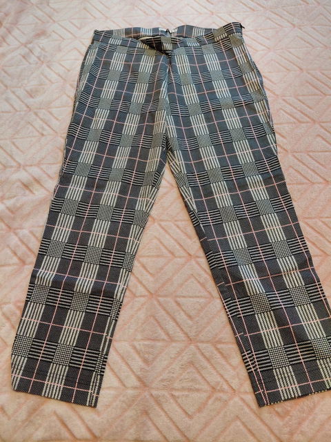 Pantalón de Vestir con Estampado de Cuadros Talla 34