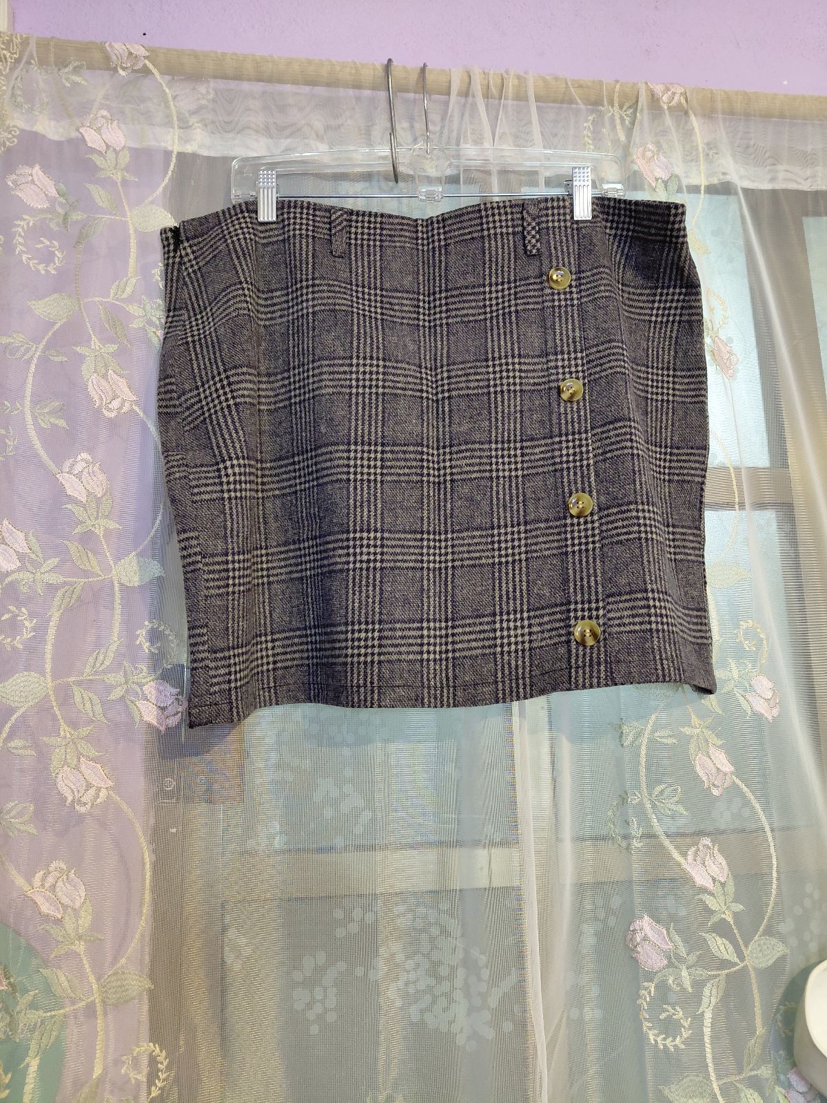 Falda Mini de Cuadros en Tonos Gris - Estilo Dark Academia 2XL