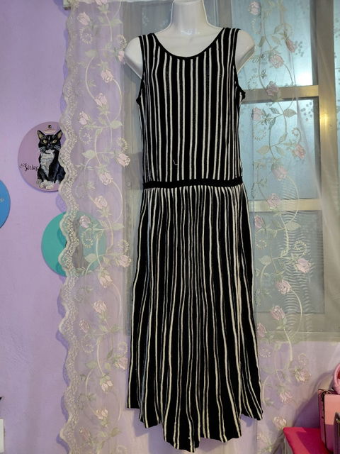 Vestido Midi de Punto Rayas Verticales - Talla XL