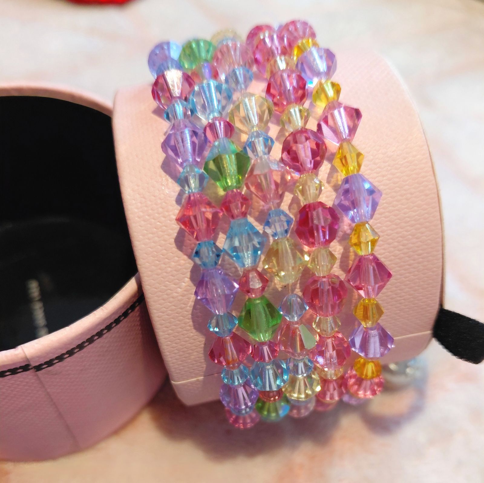Set de 5 pulseras elásticas de cristal facetado
