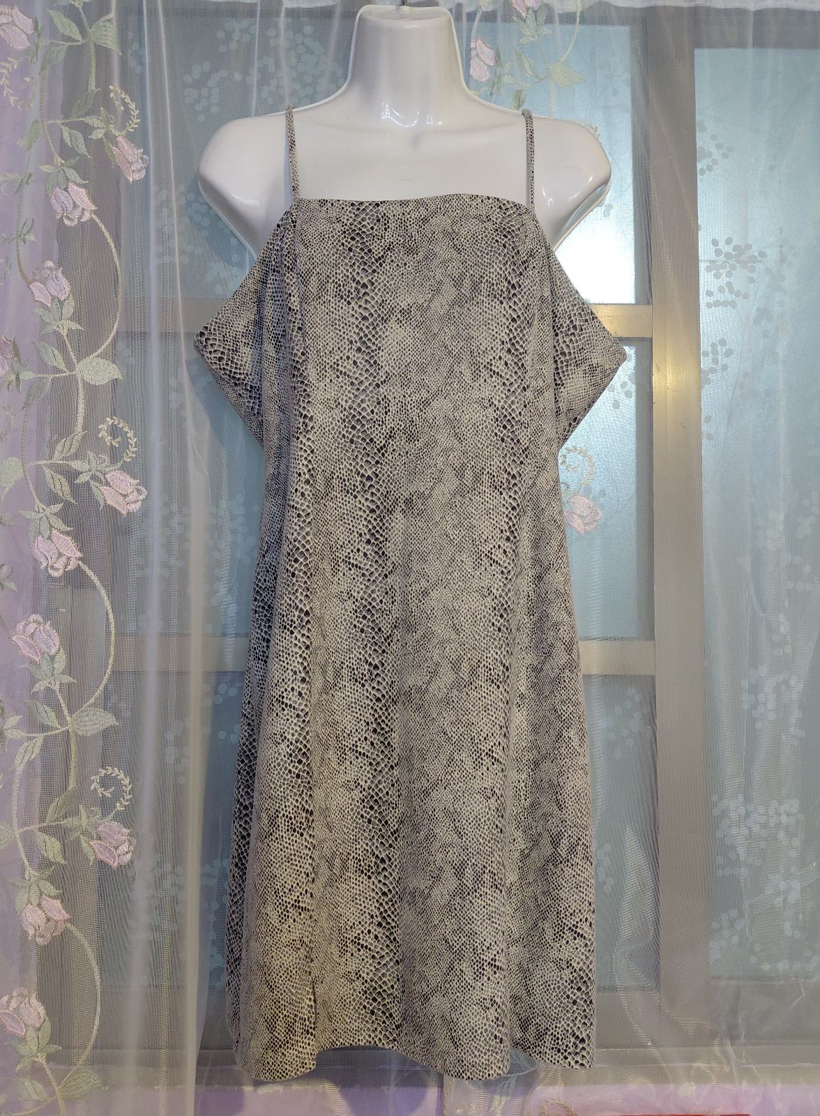 Vestido Corto Casual Snake Print 2XL con Tirantes Ajustables
