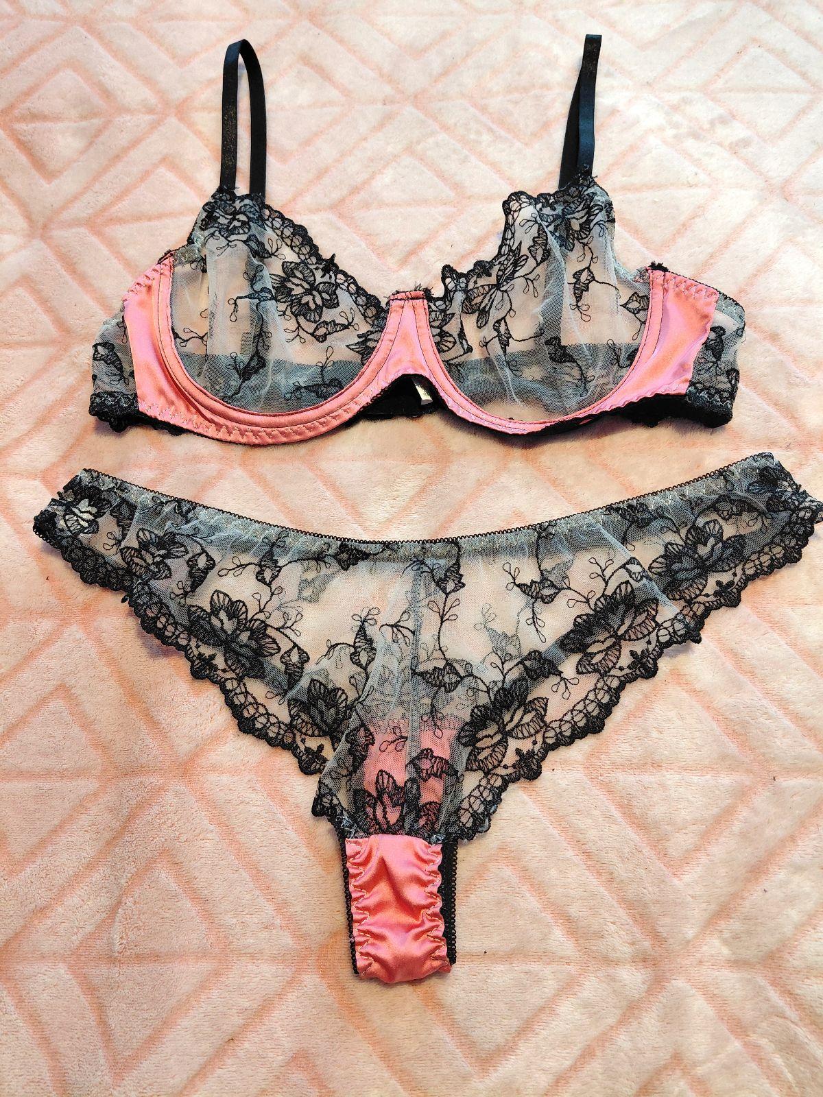 Set de Lencería Encaje Floral y Satín Talla XL
