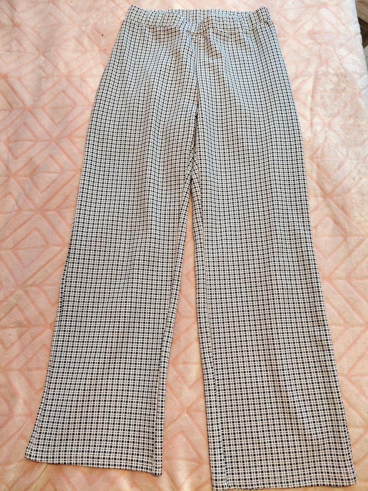 Pantalón Palazzo Cuadros Estampado Pata de Gallo Talla L