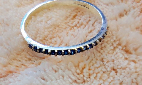 Anillo Churumbela con Incrustaciones de Zafiro Azul - Talla 8