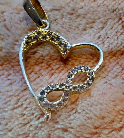 Collar Dije Corazón con Infinito en Plata con Circonias