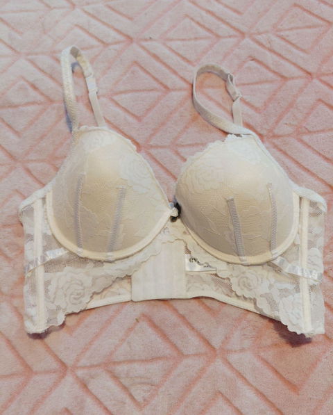 Bralette Bustier Encaje Blanco Talla 38B con Push-Up