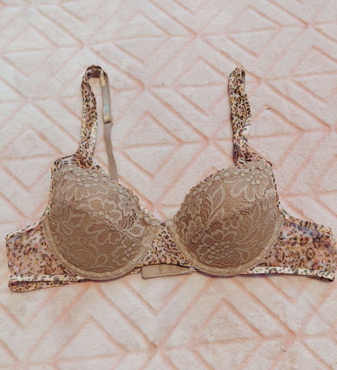 Bra Encaje Floral y Estampado Leopardo
