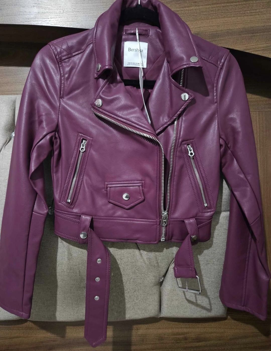 Chamarra Biker Bershka Talla S 26 Efecto Piel