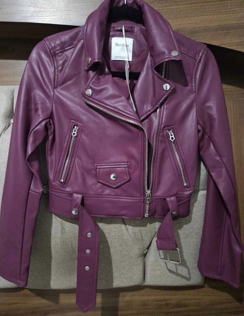Chamarra Biker Bershka Talla S 26 Efecto Piel