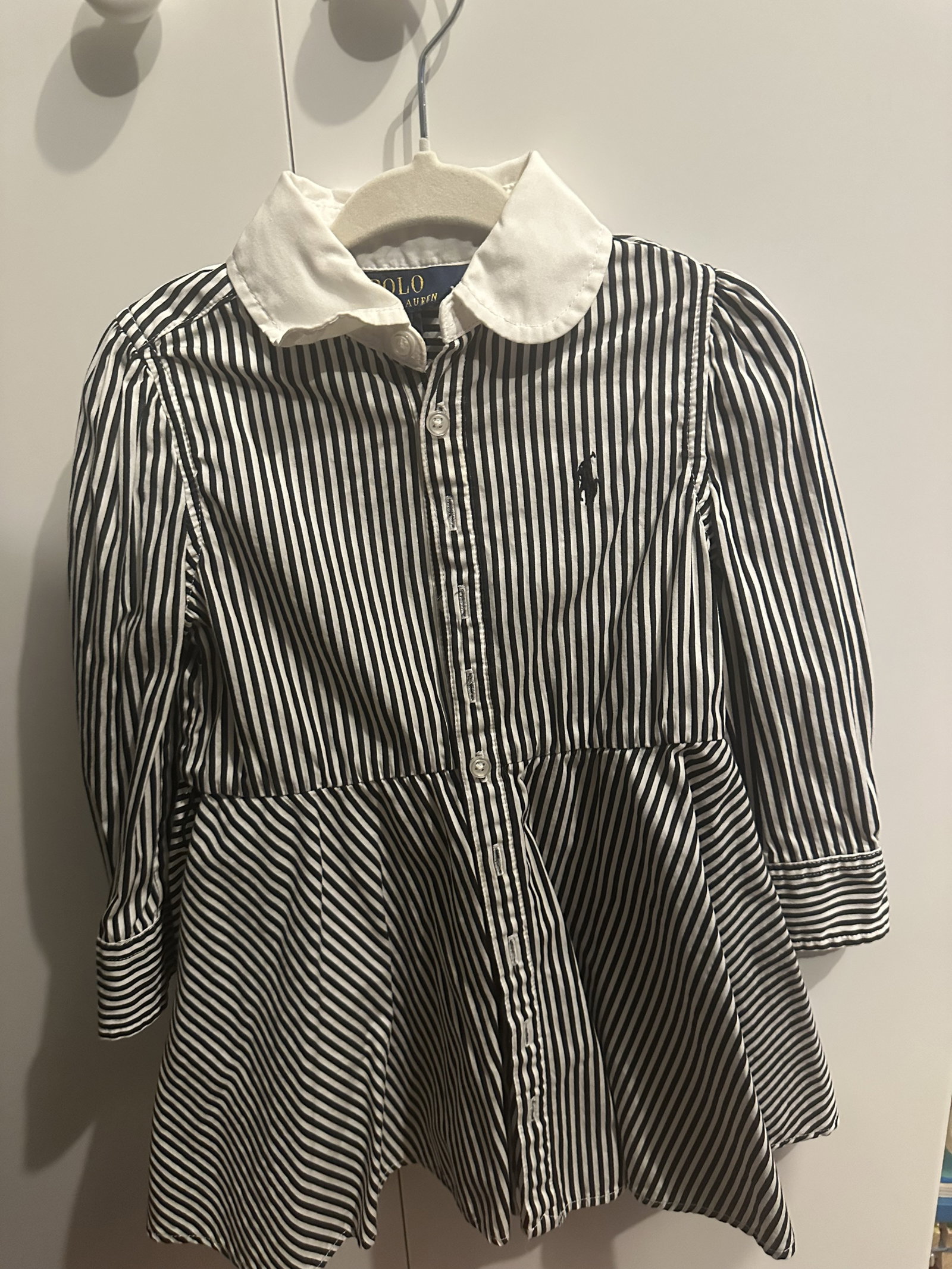 Vestido de Rayas Blanco y Negro para Niña - Polo Ralph Lauren - Talla 2T