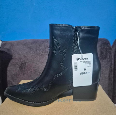 Botines de Mujer Negros con Detalles Bordados