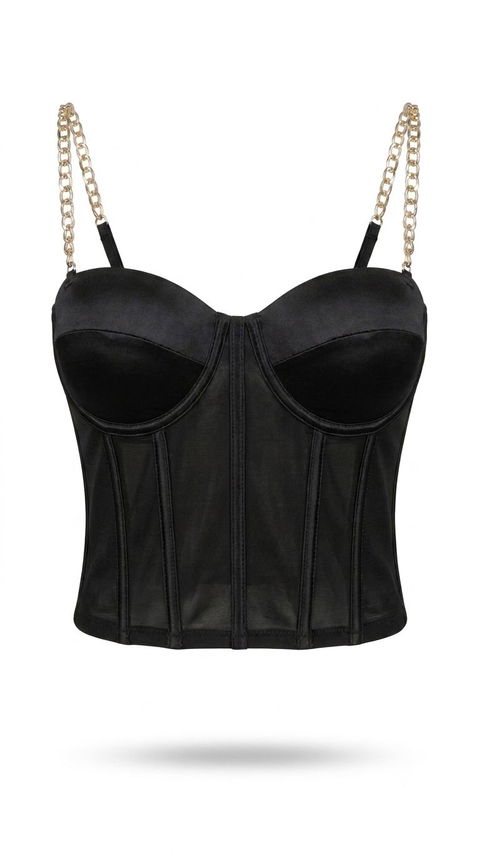 Top negro con tirantes de cadena - Talla M