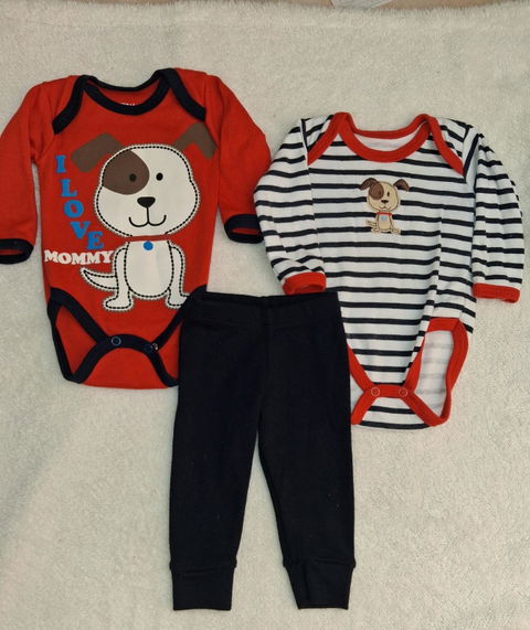 Conjunto de 3 piezas para bebé: body y pantalón
