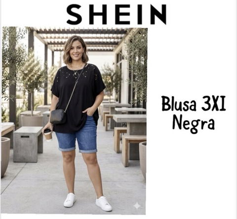 Blusa SHEIN 3XI Negra en Excelente Estado