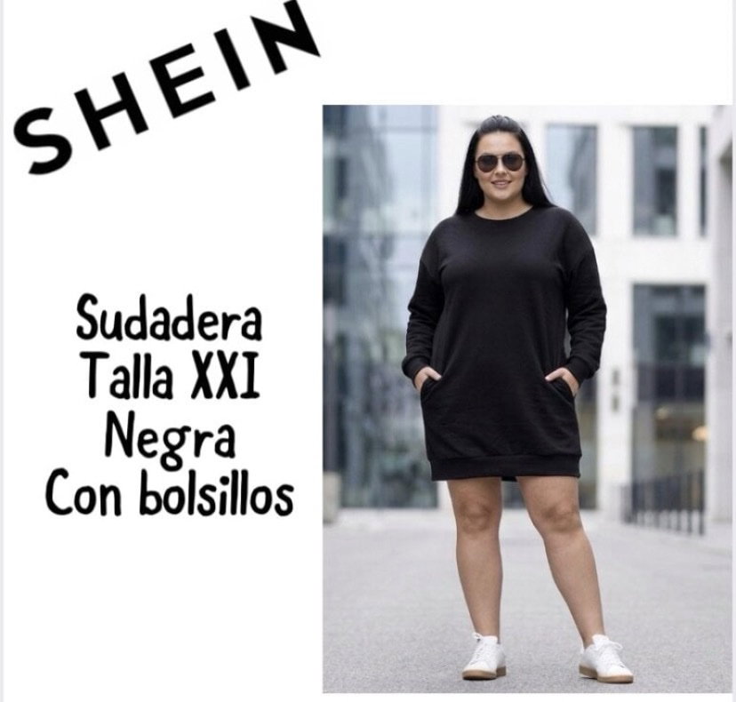 Sudadera SHEIN Talla XXI Negra con Bolsillos