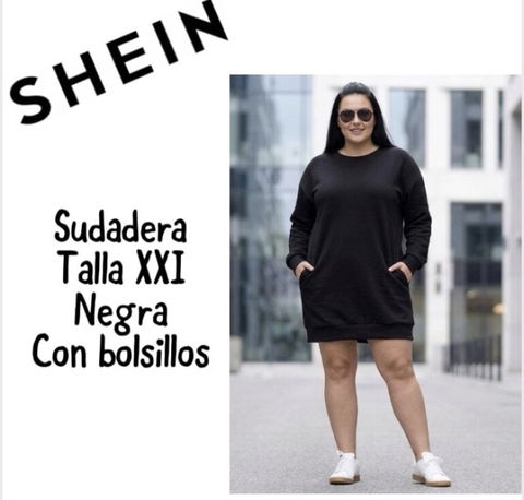 Sudadera SHEIN Talla XXI Negra con Bolsillos