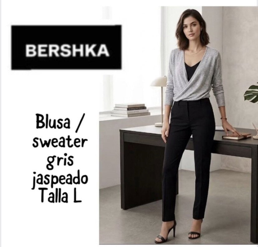 Blusa/Sweater Gris Jaspeado Bershka Talla L