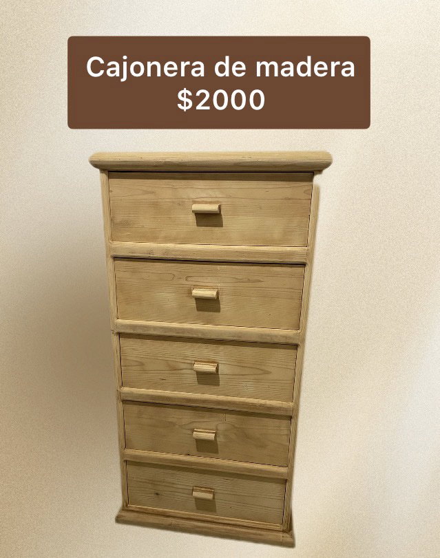 Cajonera de Madera Natural de Pino - Nueva