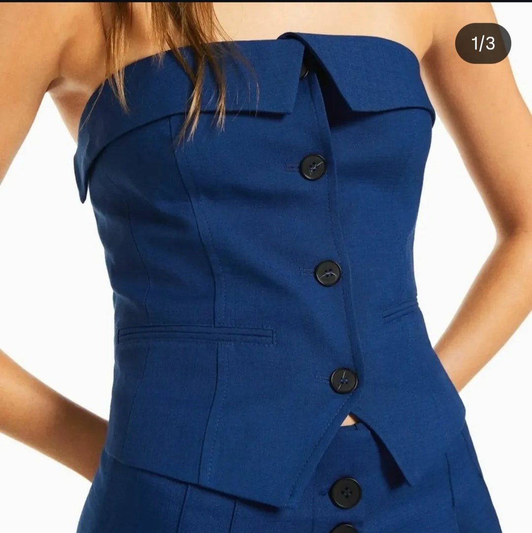 Top Chaleco Azul Bershka Nuevo