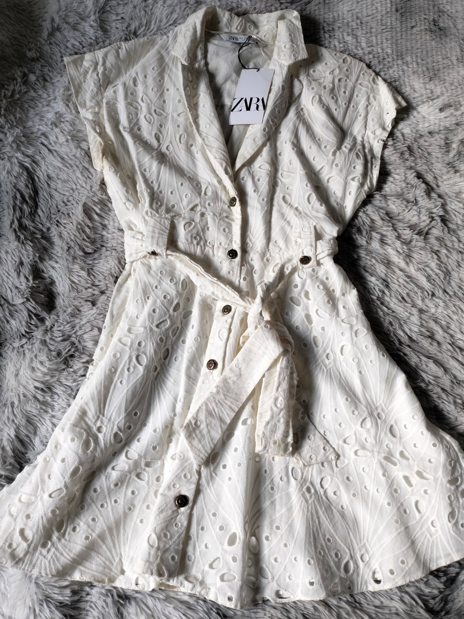 Vestido Camisero Blanco de Zara Talla S