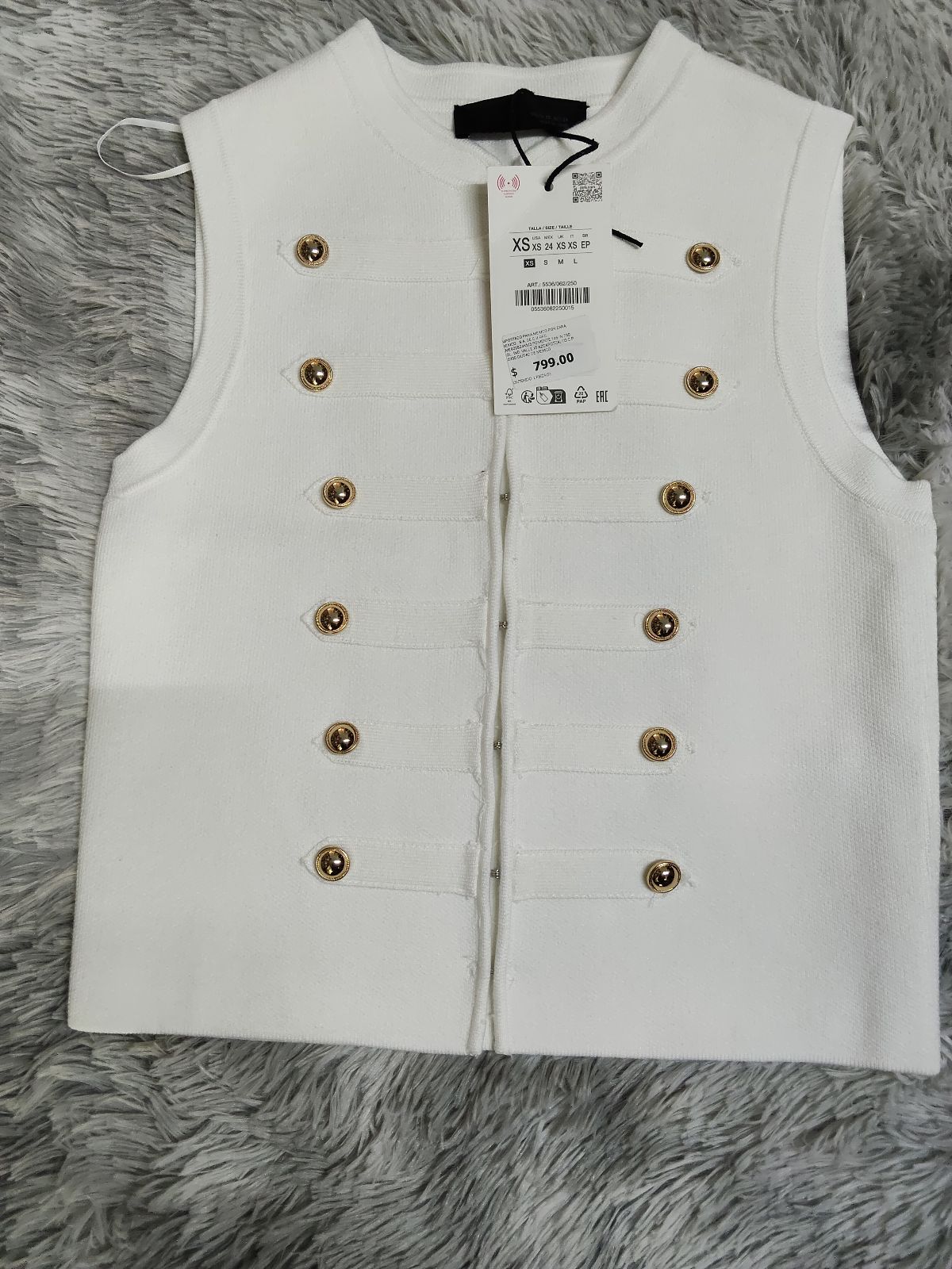 Chaleco blanco tejido estilo Napoleón XS