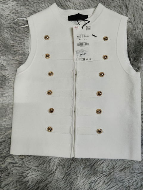Chaleco blanco tejido estilo Napoleón XS