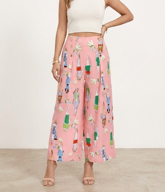 Pantalón Wide Leg playero estampado Jera
