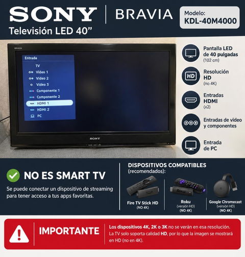 Televisión SONY BRAVIA 40"