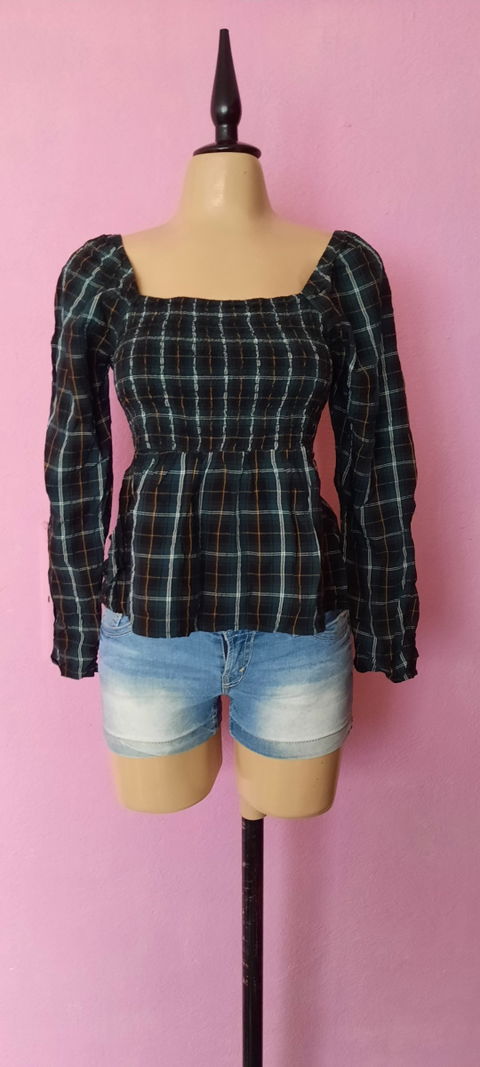 Blusa de Manga Larga Old Navy Estampado de Cuadros Talla M