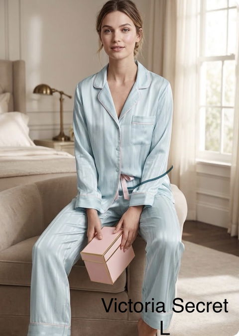 Pijama de Satin color menta talla grande Victoria's Secret