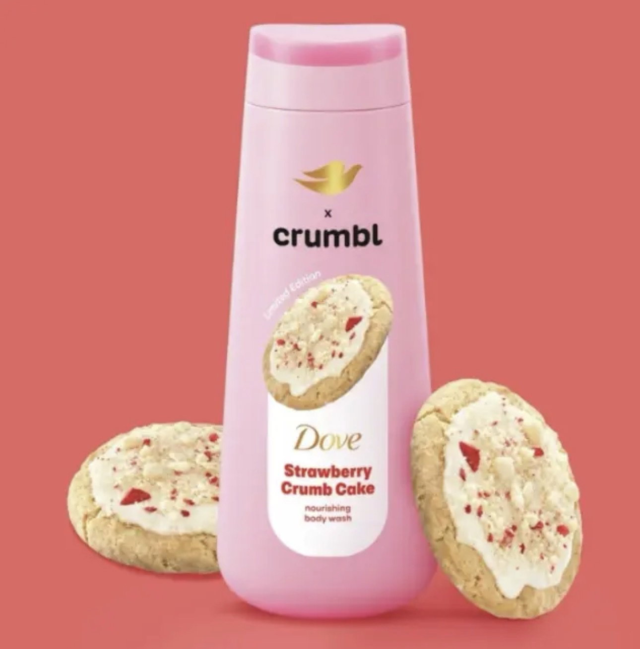 Body Wash Dove Strawberry Crumbl Cake 20oz - Edición Limitada