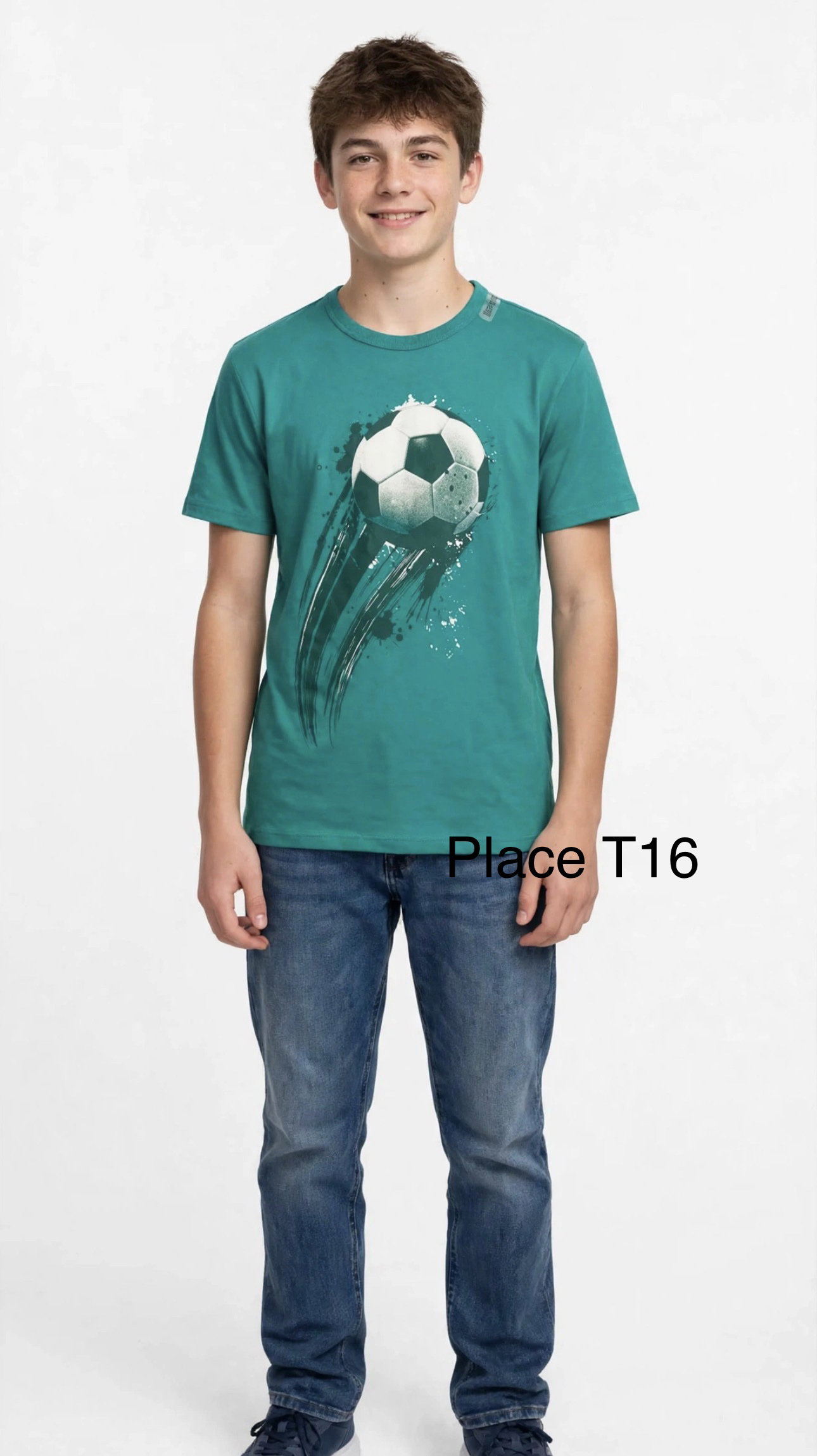 Playera verde de fútbol talla 16