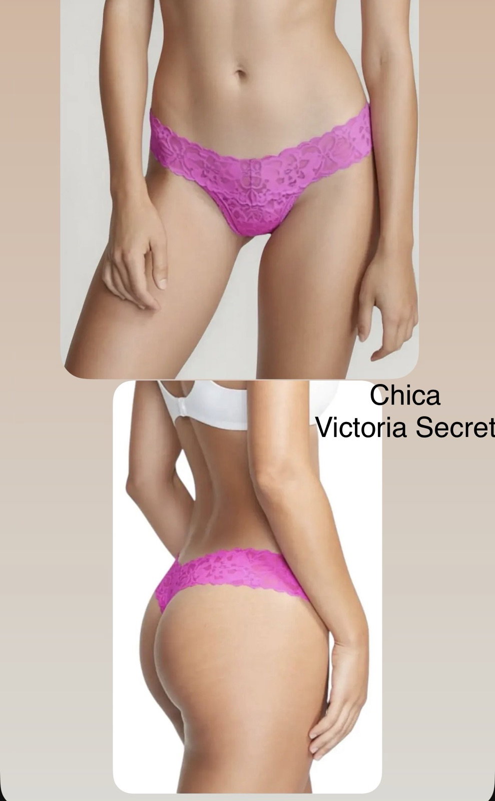 Tanga rosa de encaje Victoria's Secret talla S nueva con etiqueta