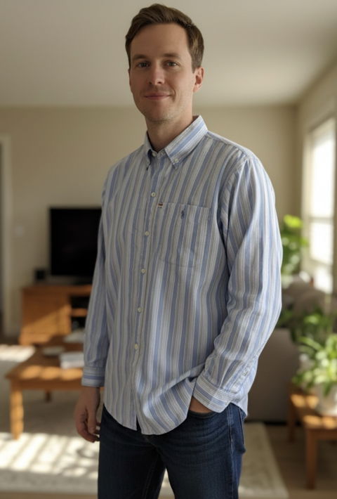 Camisa Ralph Lauren de Hombre Talla XL - Rayas Azul