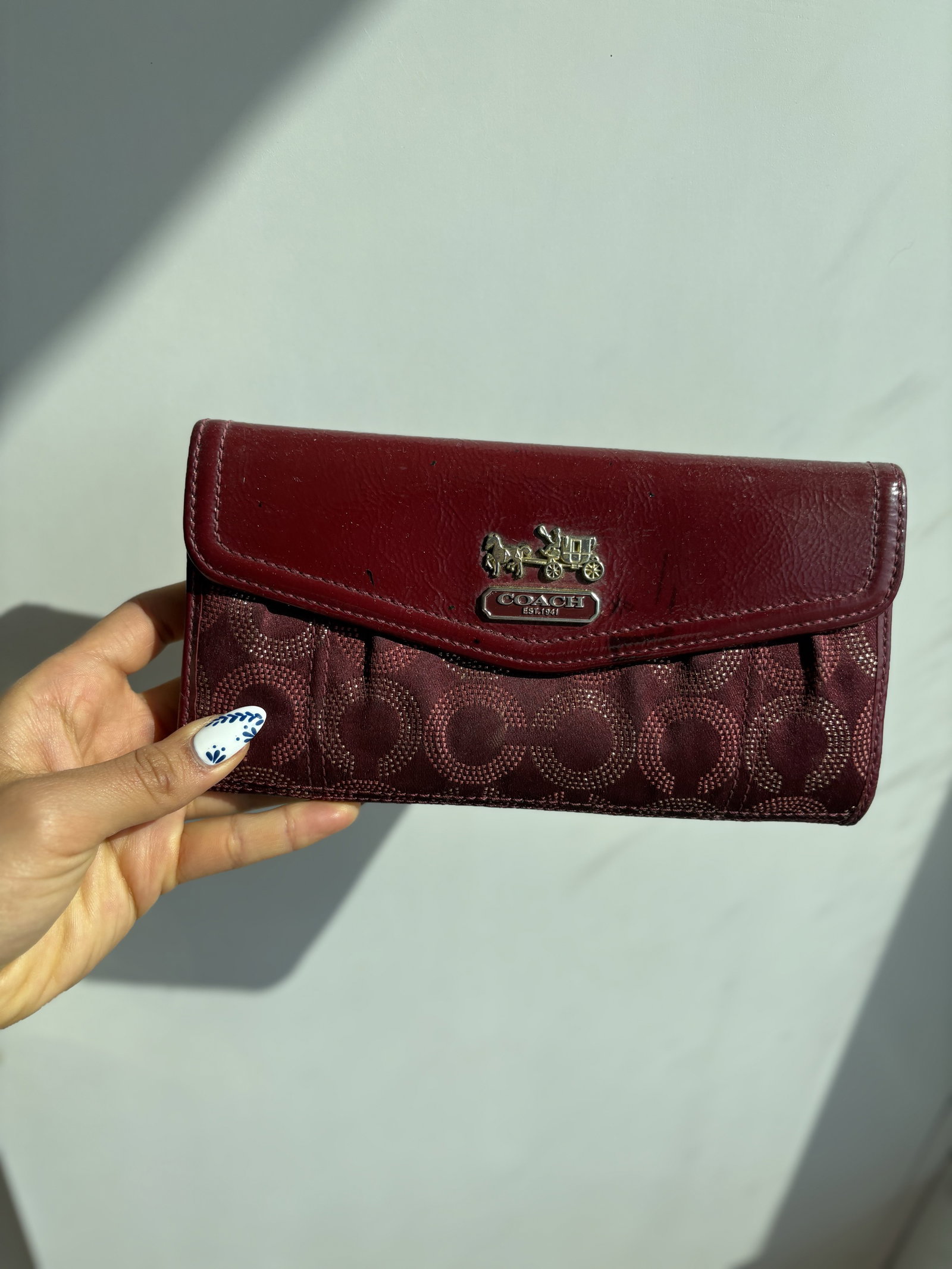 Cartera Coach Burdeos en Buen Estado