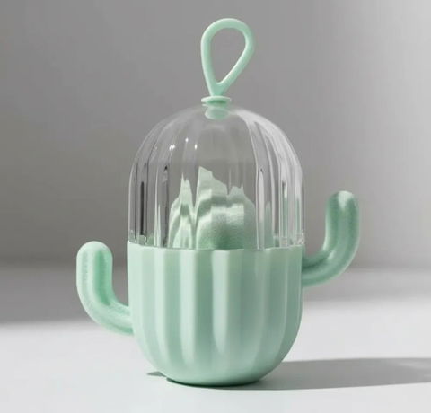 Esponja para maquillaje - Estuche en forma de cactus Verde
