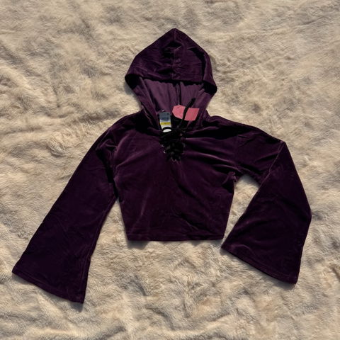 Sudadera de Terciopelo Morada con Mangas Acampanadas - Talla M Nueva