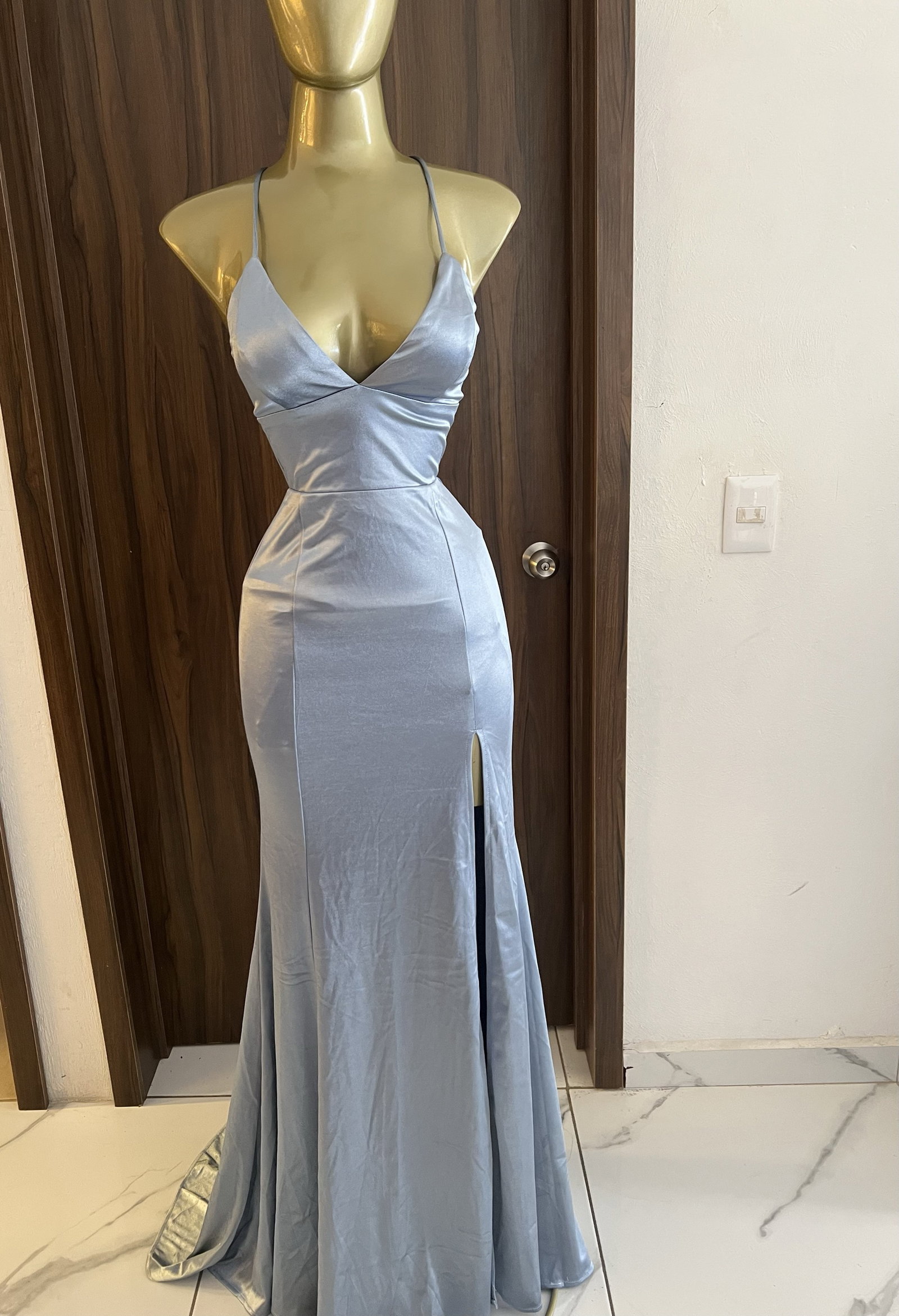 Vestido de fiesta satin en azul y rosa, tallas S, M y L