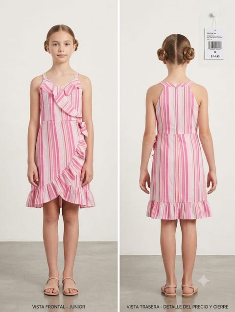 Vestido Infantil de Rayas con Volantes