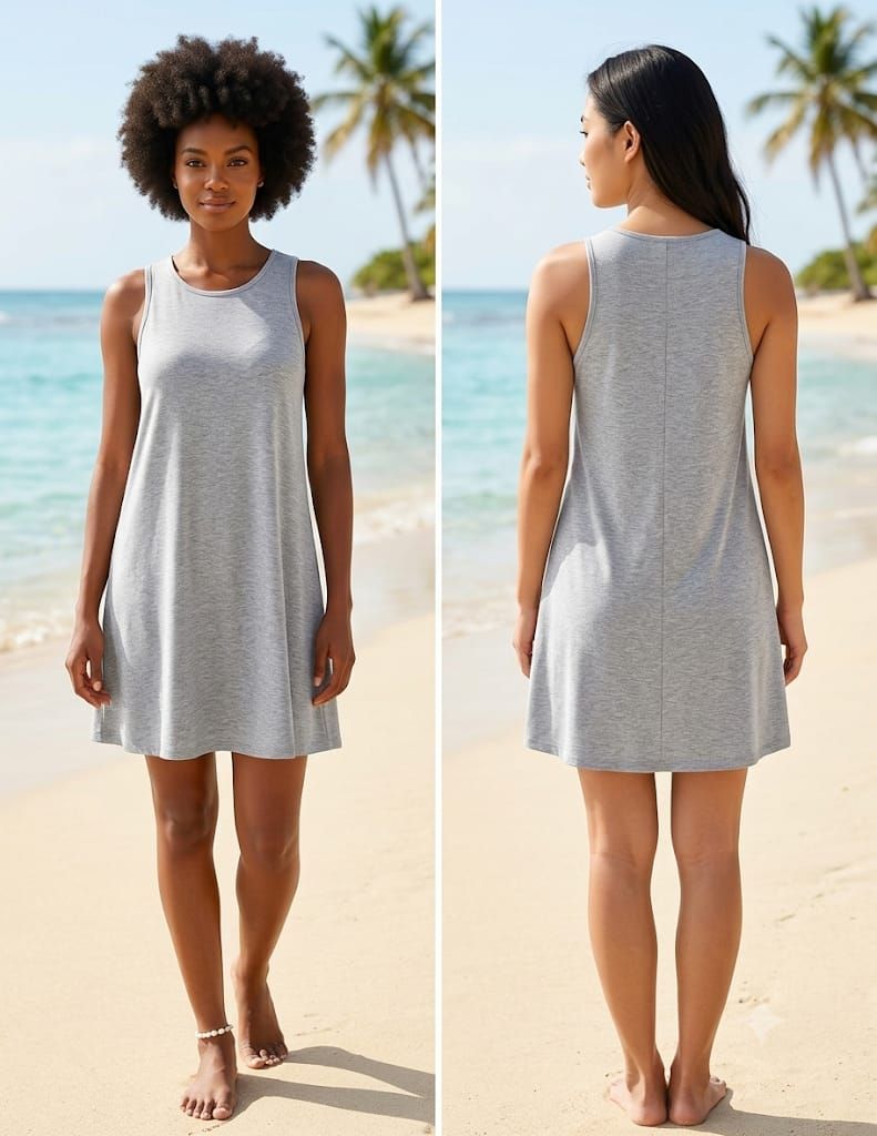 Vestido de Verano Gris jaspeado para Mujer
